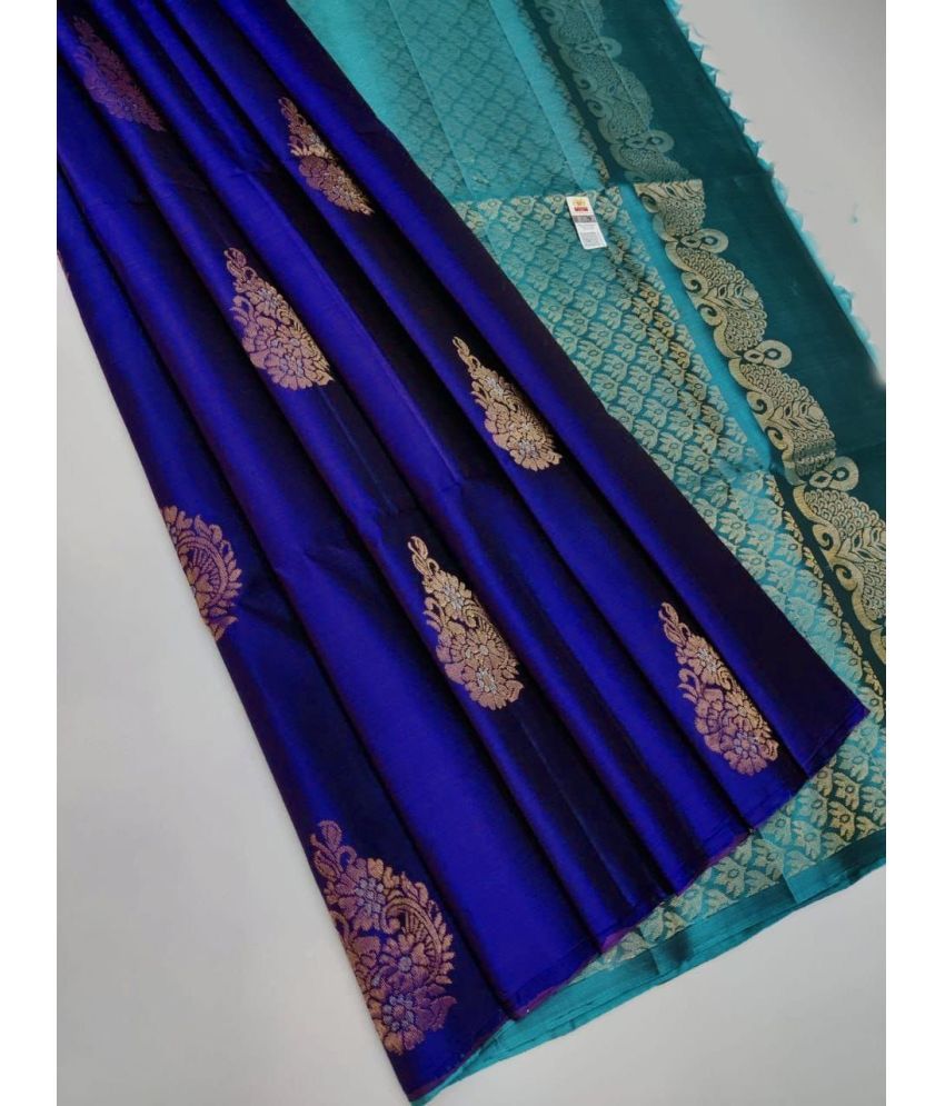     			Aika Silk Blend Embellished Saree With Blouse Piece ( Blue , Pack of 1 )