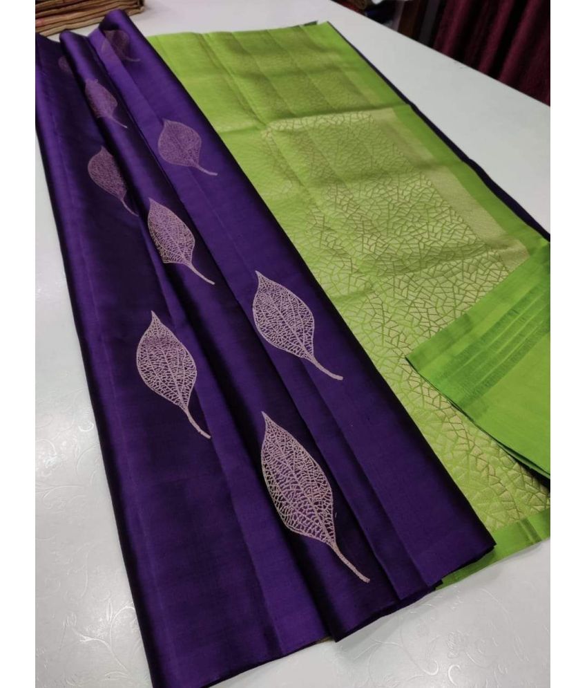     			Aika Silk Blend Embellished Saree With Blouse Piece ( Purple , Pack of 1 )