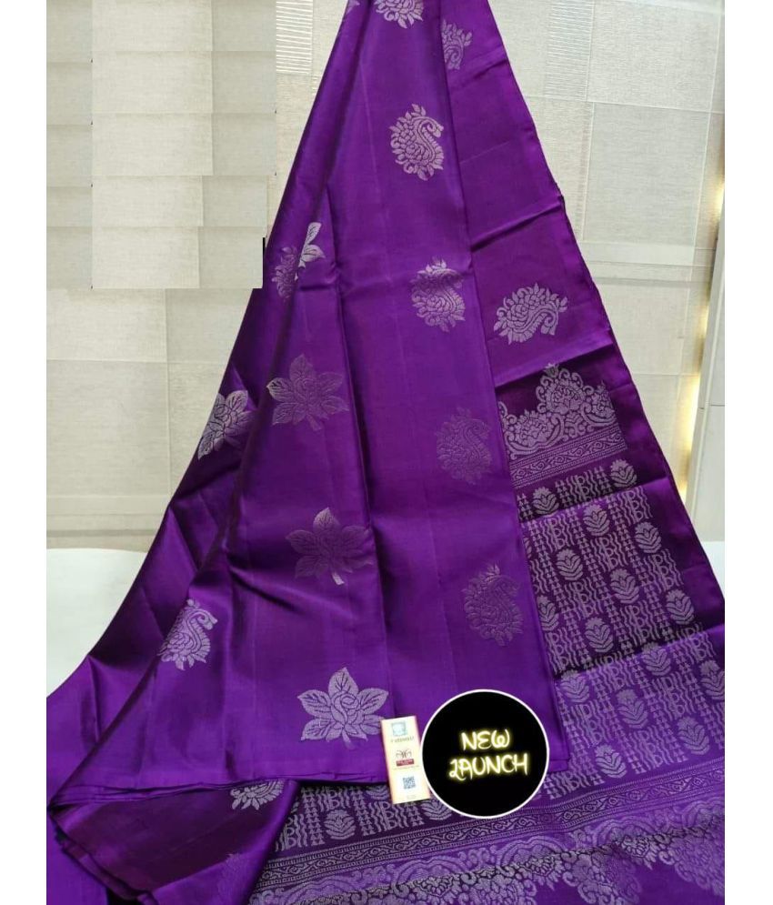     			Aika Silk Blend Embellished Saree With Blouse Piece ( Purple , Pack of 1 )