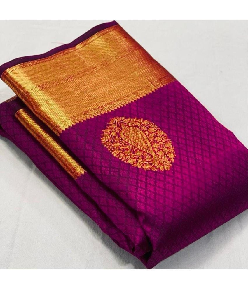     			Aika Silk Blend Embellished Saree With Blouse Piece ( Rani , Pack of 1 )