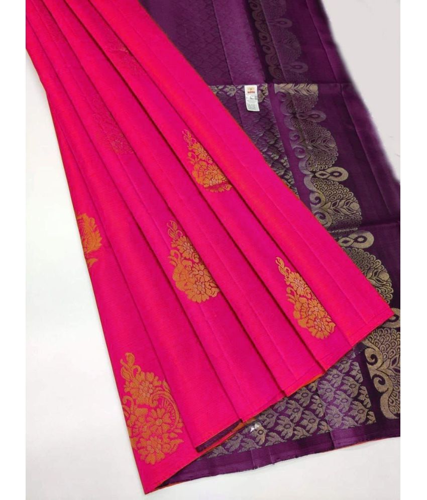     			Apnisha Silk Blend Embellished Saree With Blouse Piece ( Pink , Pack of 1 )