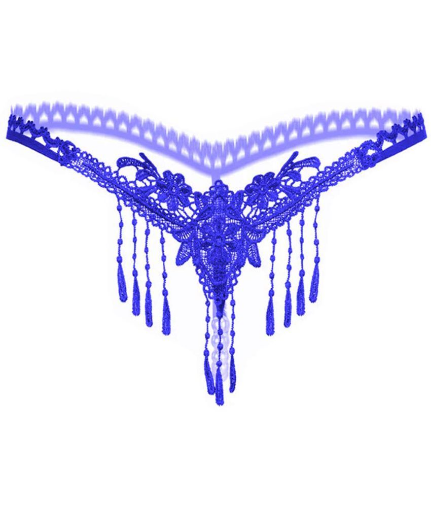     			FIHA Pack of 1 Lace Thongs For Women ( Blue )