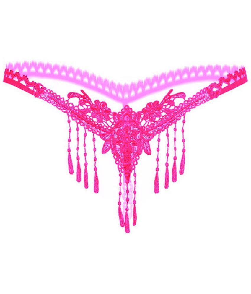     			FIHA Pack of 1 Lace Thongs For Women ( Pink )