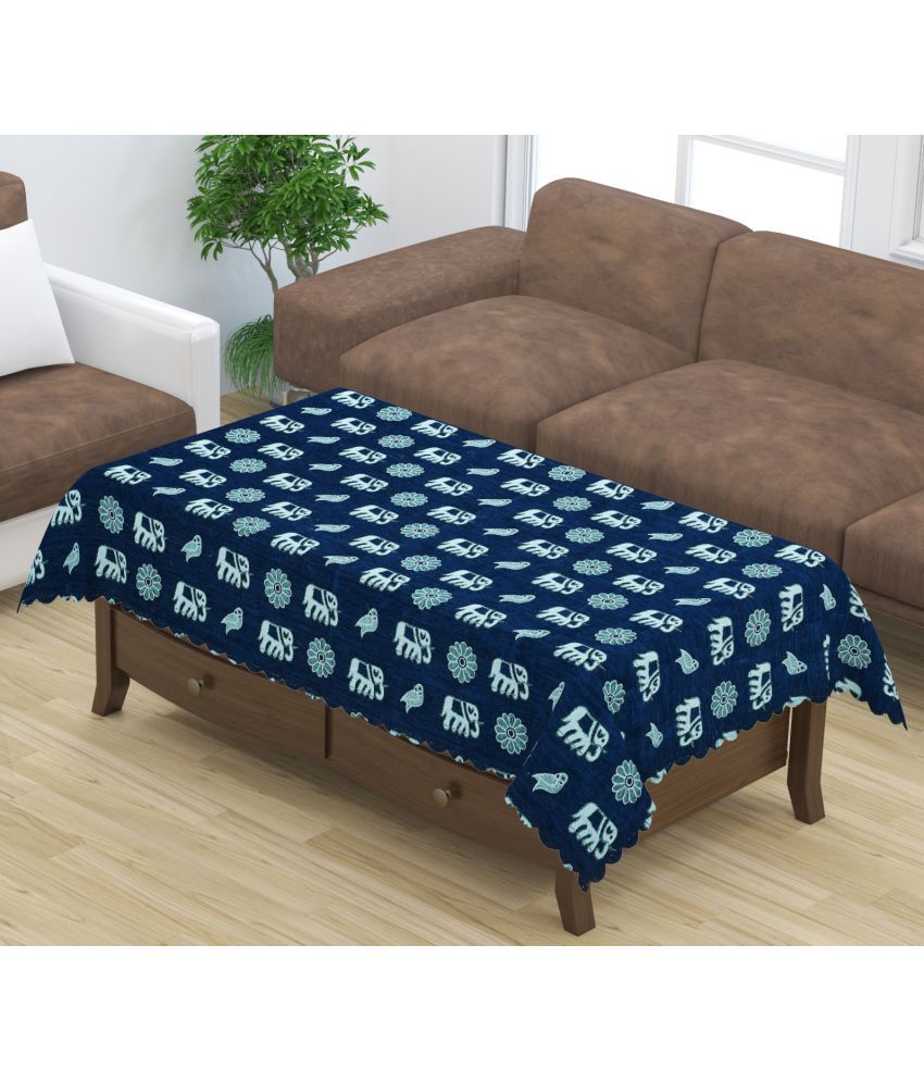     			FURNISHING HUT Self Design Chenille 4 Seater Rectangle Table Cover ( 137 x 91 ) cm Pack of 1 Blue