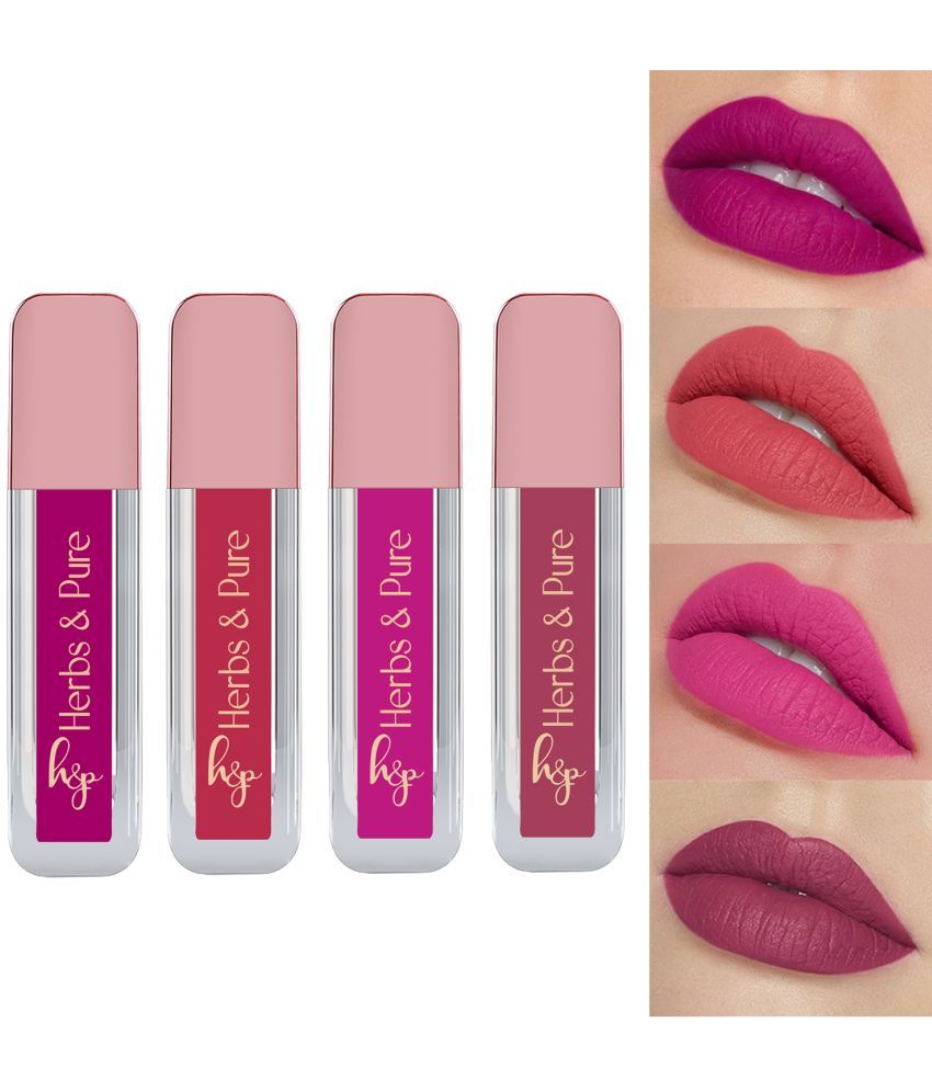     			Herbs and pure Full Coverage, Long Lasting, Lightweight, Matte Finish Lipstick (Pack of 4 (8ml)