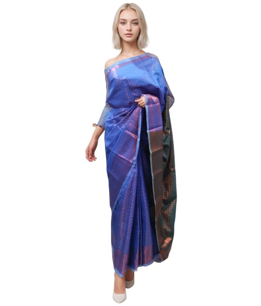     			KALRA MAGIC Banarasi Silk Solid Saree With Blouse Piece ( BLUE , Pack of 1 )