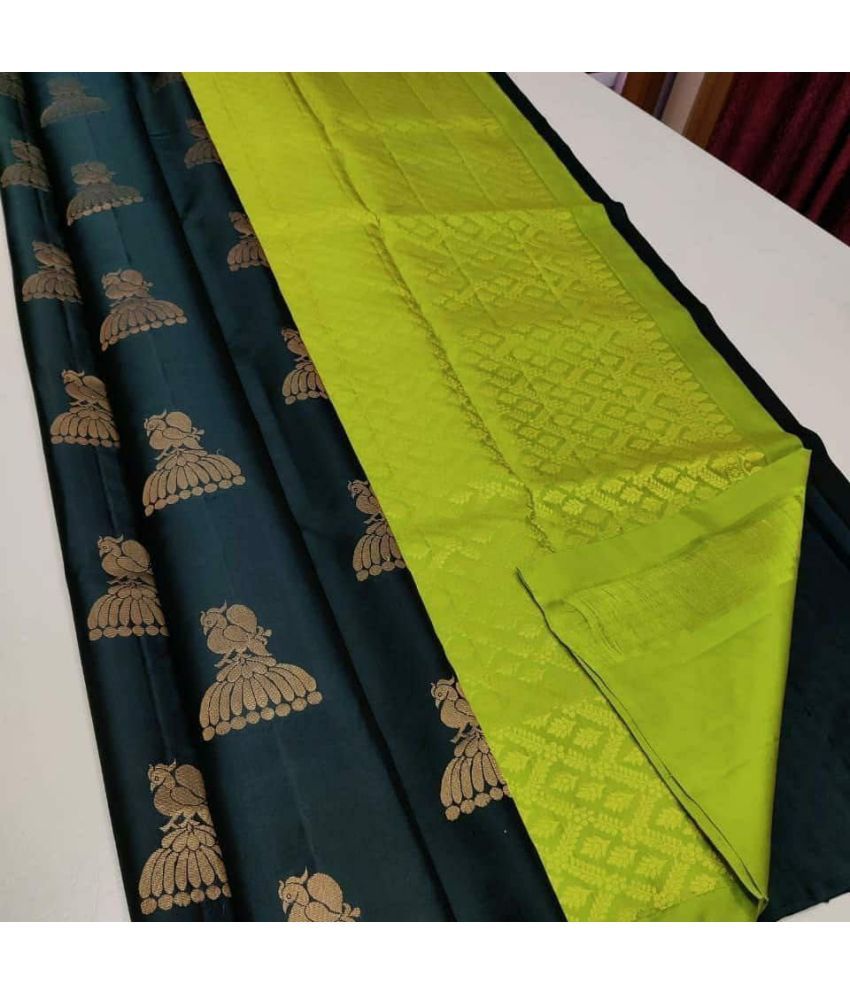     			Lady Shopi Silk Blend Embellished Saree With Blouse Piece ( Green , Pack of 1 )