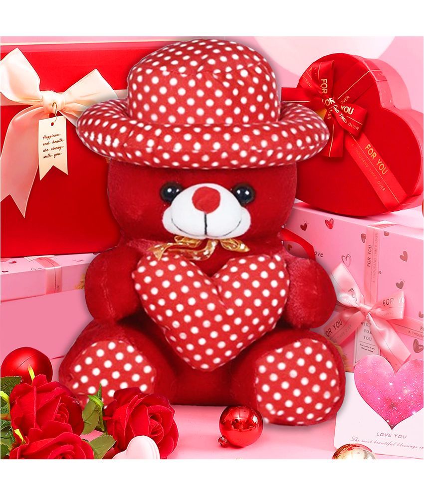     			Teddy Bear 14inch Red Colour with Cap and Heart,  Soft Toy for Girls Kids Baby | Best Gift for Valentines, Birthday, Anniversary