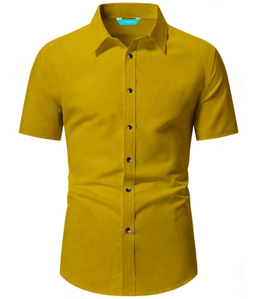     			VIMASUTI Cotton Blend Slim Fit Solids Half Sleeves Men's Casual Shirt - Yellow ( Pack of 1 )