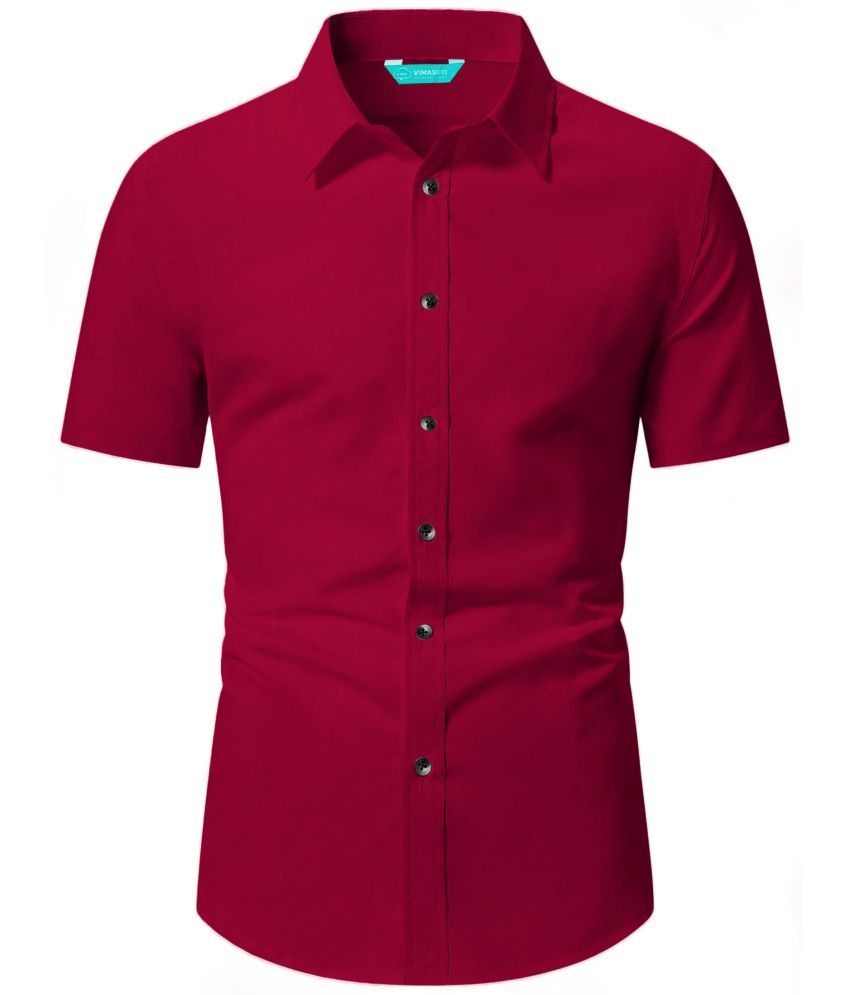     			VIMASUTI Cotton Blend Slim Fit Solids Half Sleeves Men's Casual Shirt - Maroon ( Pack of 1 )