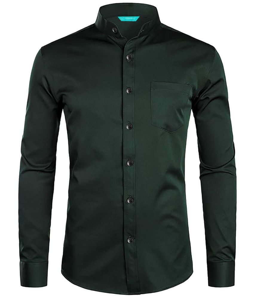     			VIMASUTI Cotton Blend Slim Fit Solids Full Sleeves Men's Casual Shirt - Green ( Pack of 1 )