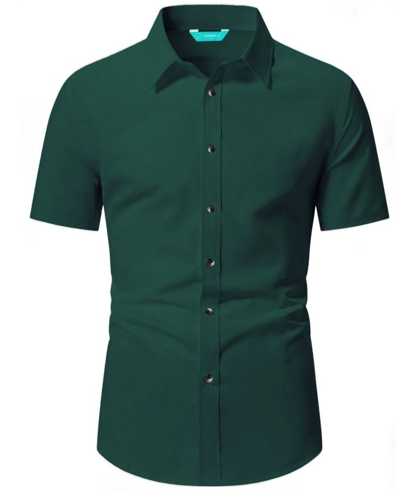     			VIMASUTI Cotton Blend Slim Fit Solids Half Sleeves Men's Casual Shirt - Green ( Pack of 1 )