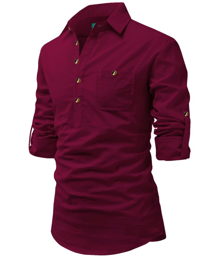     			VIMASUTI Maroon Cotton Blend Men's Regular Kurta ( Pack of 1 )