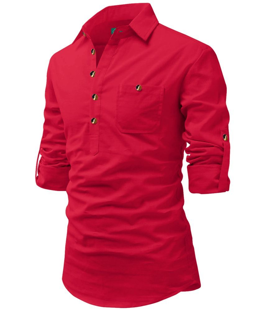     			VIMASUTI Red Cotton Blend Men's Regular Kurta ( Pack of 1 )