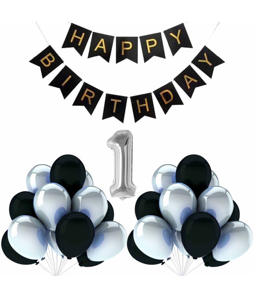     			CRAZYKART Balloon & Banner Theme First 1st Birthday Decoration Items For Boys Party Decoration Kit Balloon Combo Pack Of 32 Pcs Silver