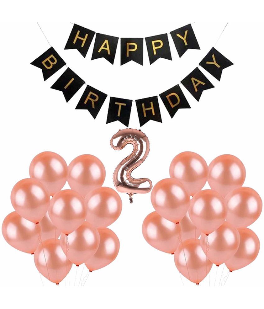     			CRAZYKART Balloon & Banner Theme Second 2nd Birthday Decoration Items For Girls Party Decoration Kit Balloon Combo Pack Of 32 Pcs Rose Gold