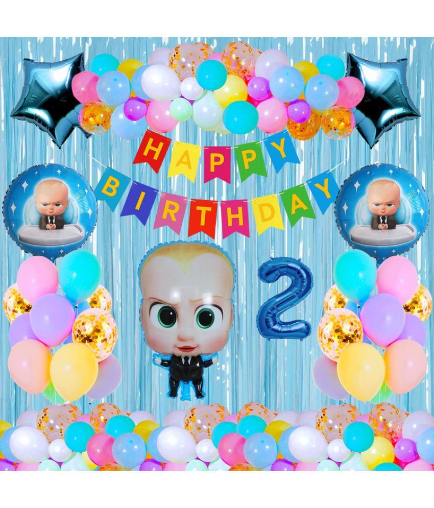     			CRAZYKART Boss Baby Theme Second 2nd Birthday Decoration Items For Boys Party Decoration Kit Balloon Combo Pack Of 39 Pcs Blue