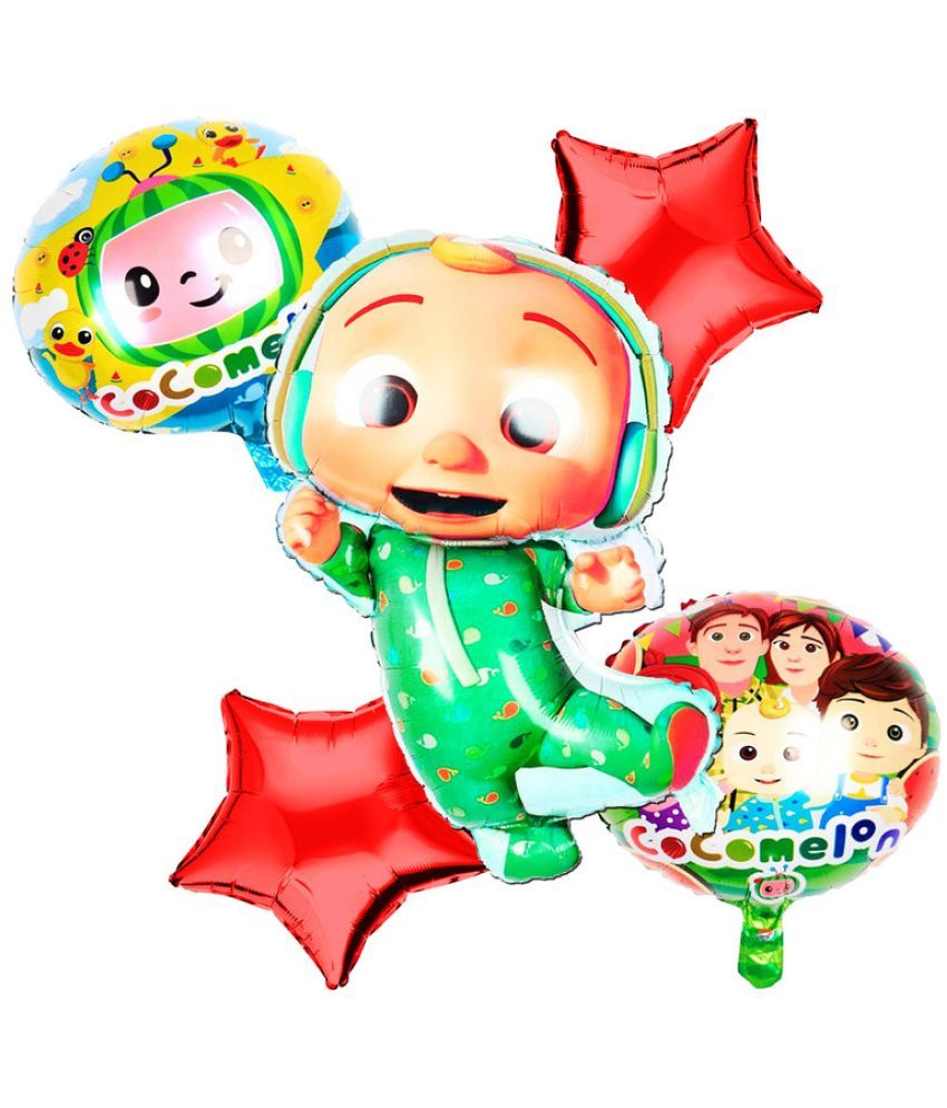     			CRAZYKART Cocomelon Theme Foil Balloon Set For Boys Girls Birthday Party Decoration Items Pack Of 5 Pcs Green