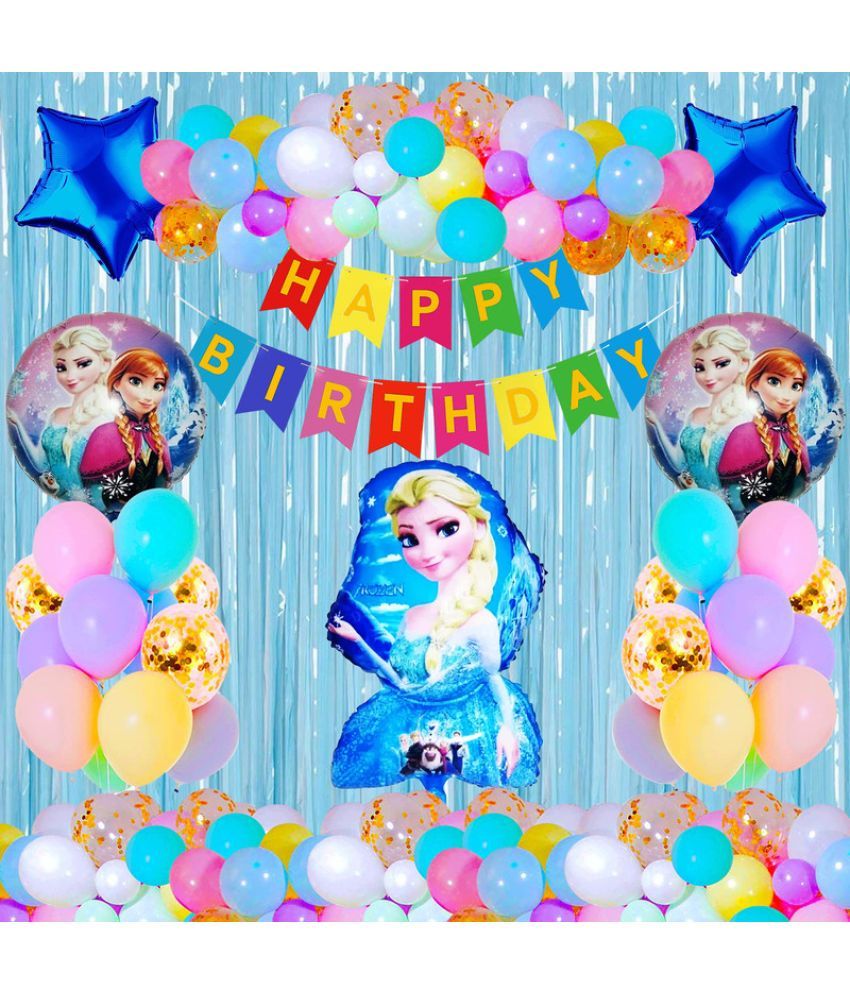     			CRAZYKART Frozen Theme  Birthday Decoration Items For Girls Party Decoration Kit Balloon Combo Pack Of 38 Pcs Blue