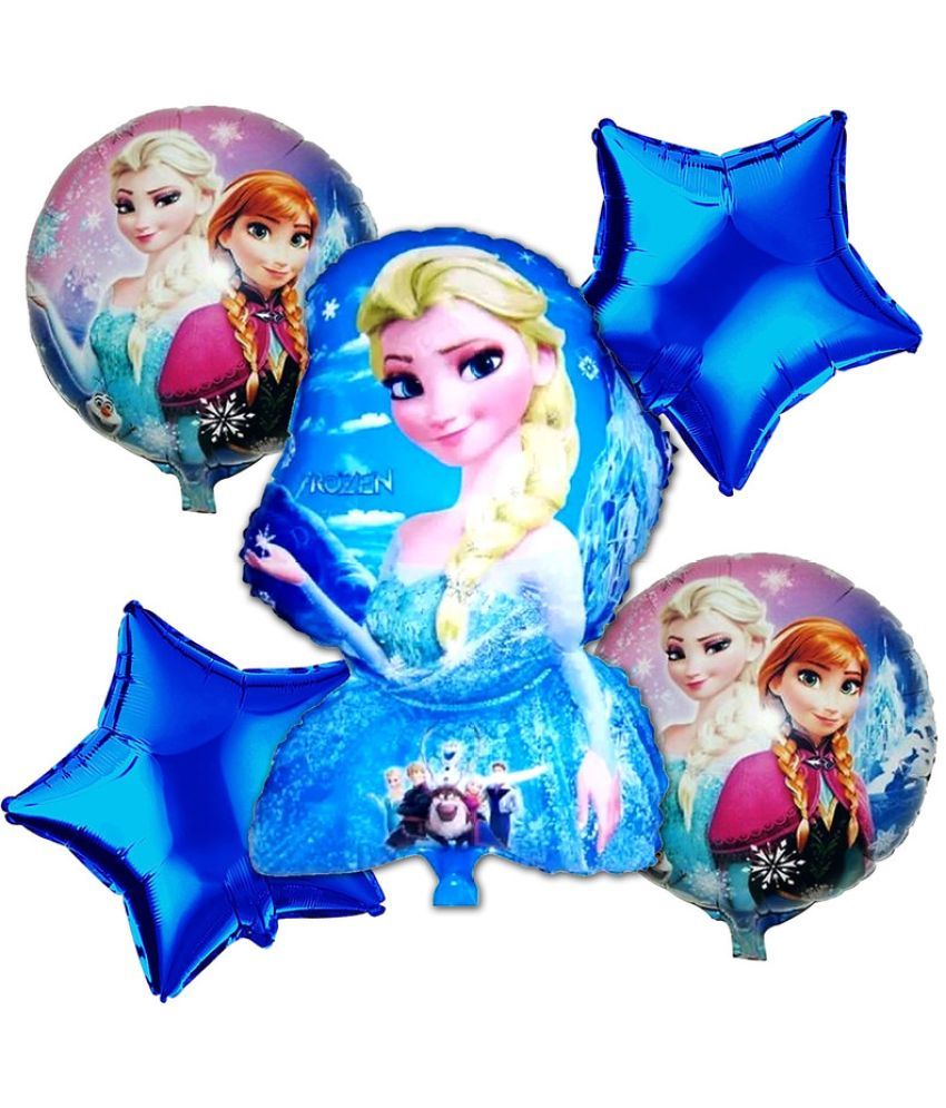     			CRAZYKART Frozen Theme Foil Balloon Set For Girls Birthday Party Decoration Items Pack Of 5 Pcs Blue