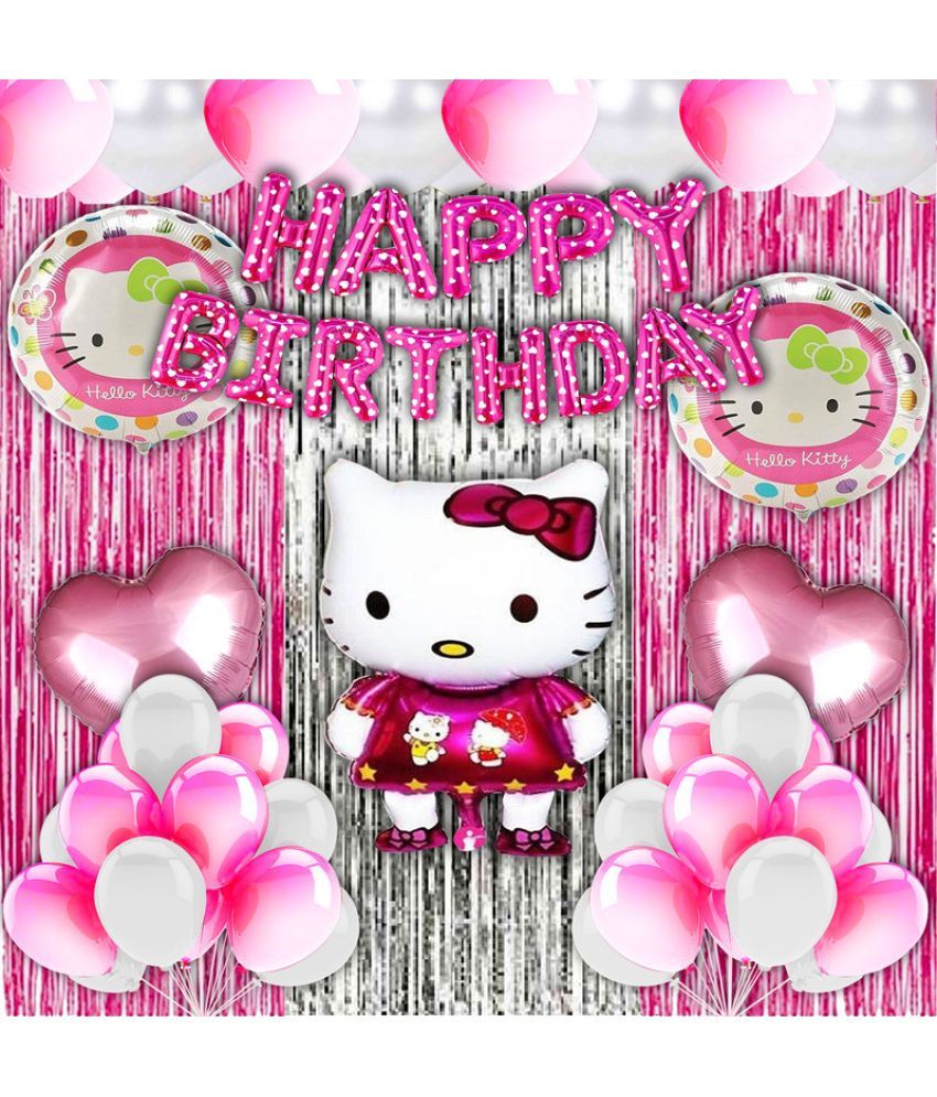     			CRAZYKART Hello Kitty Theme  Birthday Decoration Items For Girls Party Decoration Kit Balloon Combo Pack Of 39 Pcs Pink