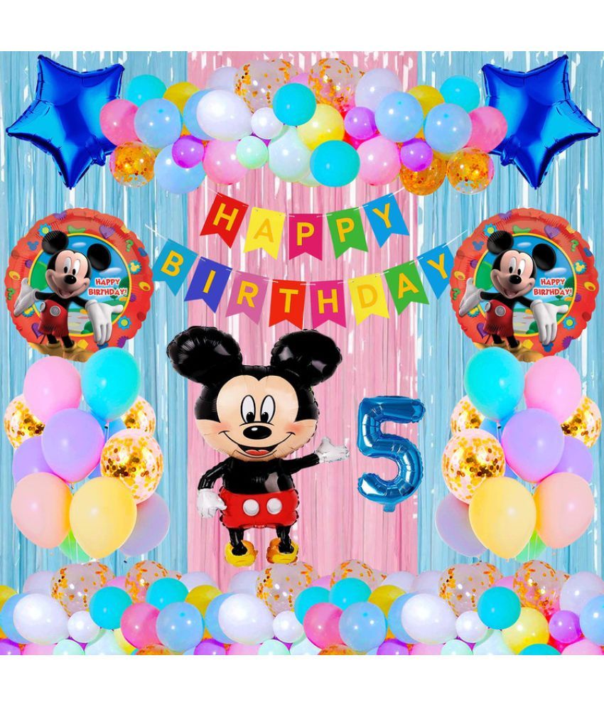     			CRAZYKART Mickey Mouse Theme Fifth 5th Birthday Decoration Items For Boys Party Decoration Kit Balloon Combo Pack Of 40 Pcs Red