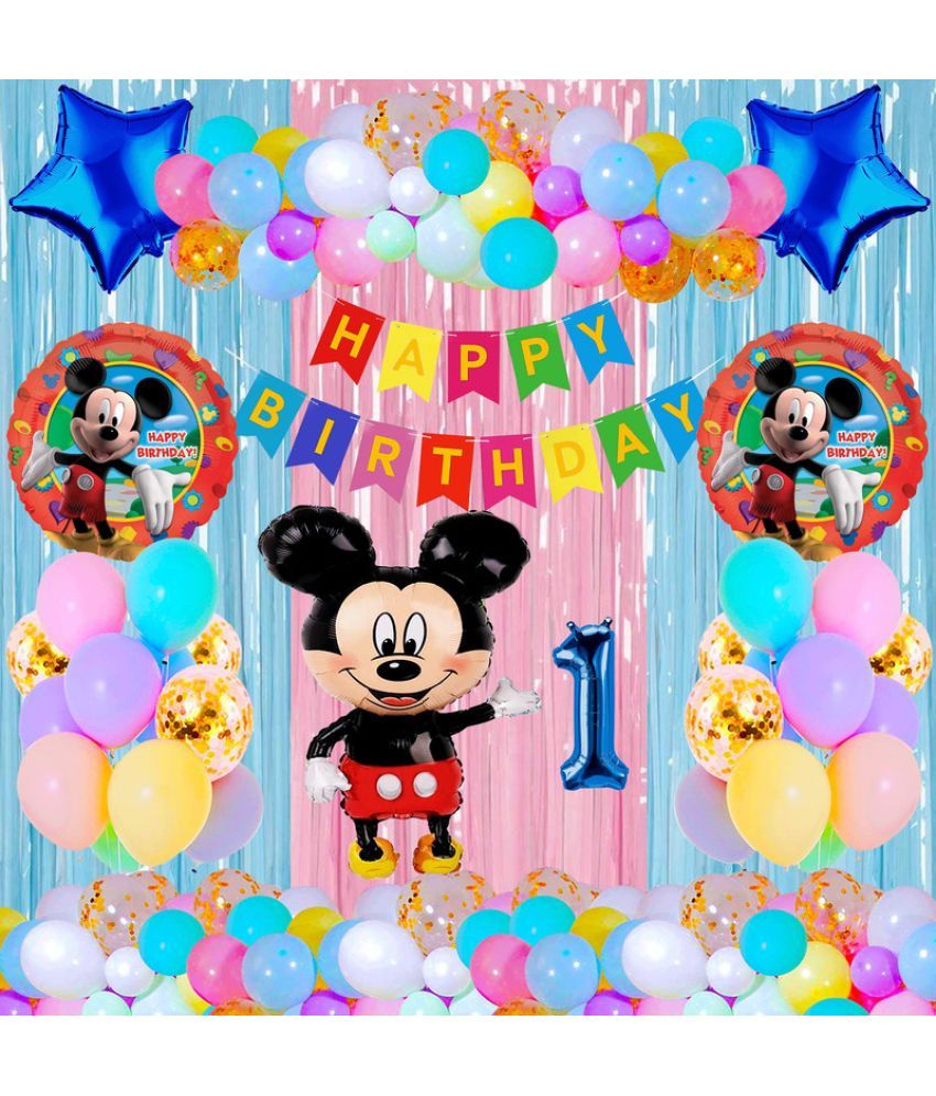     			CRAZYKART Mickey Mouse Theme First 1st Birthday Decoration Items For Boys Party Decoration Kit Balloon Combo Pack Of 40 Pcs Red