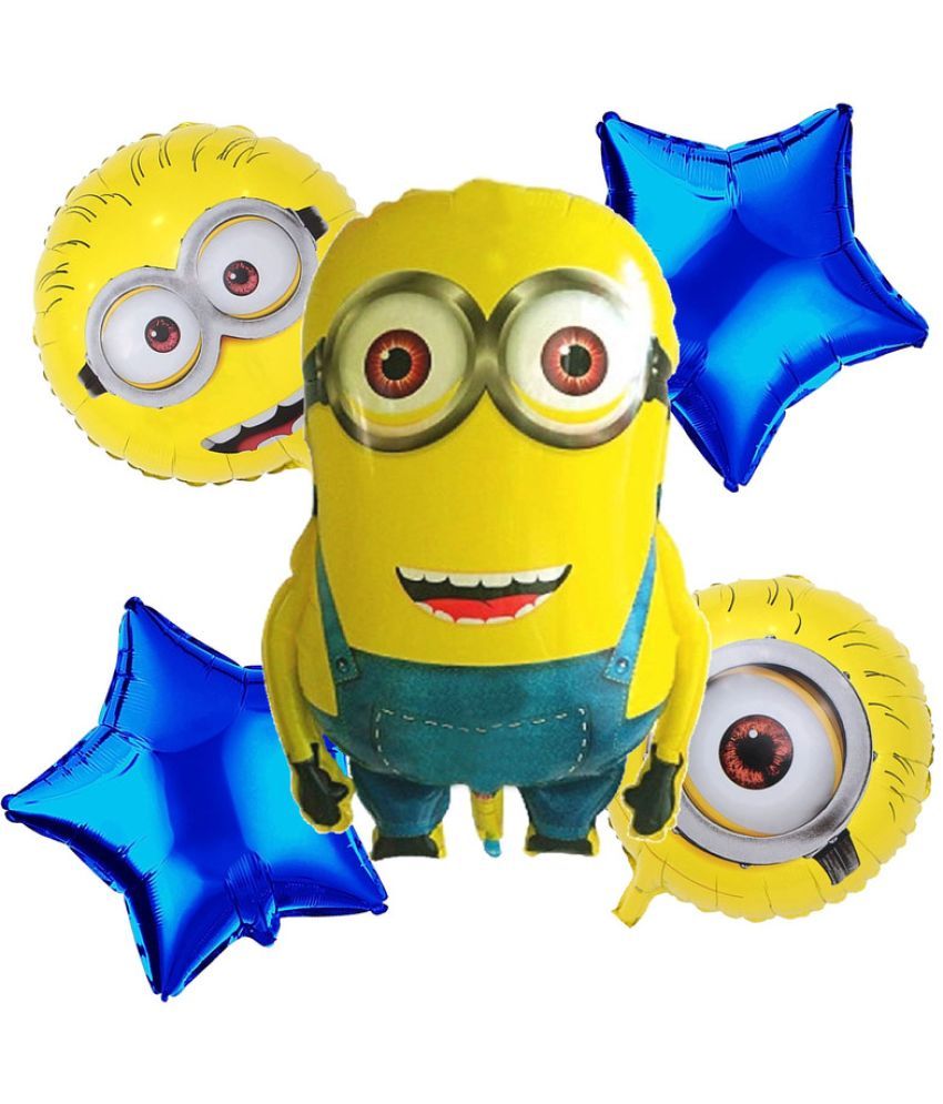     			CRAZYKART Minions Theme Foil Balloon Set For Boys Birthday Party Decoration Items Pack Of 5 Pcs Yellow