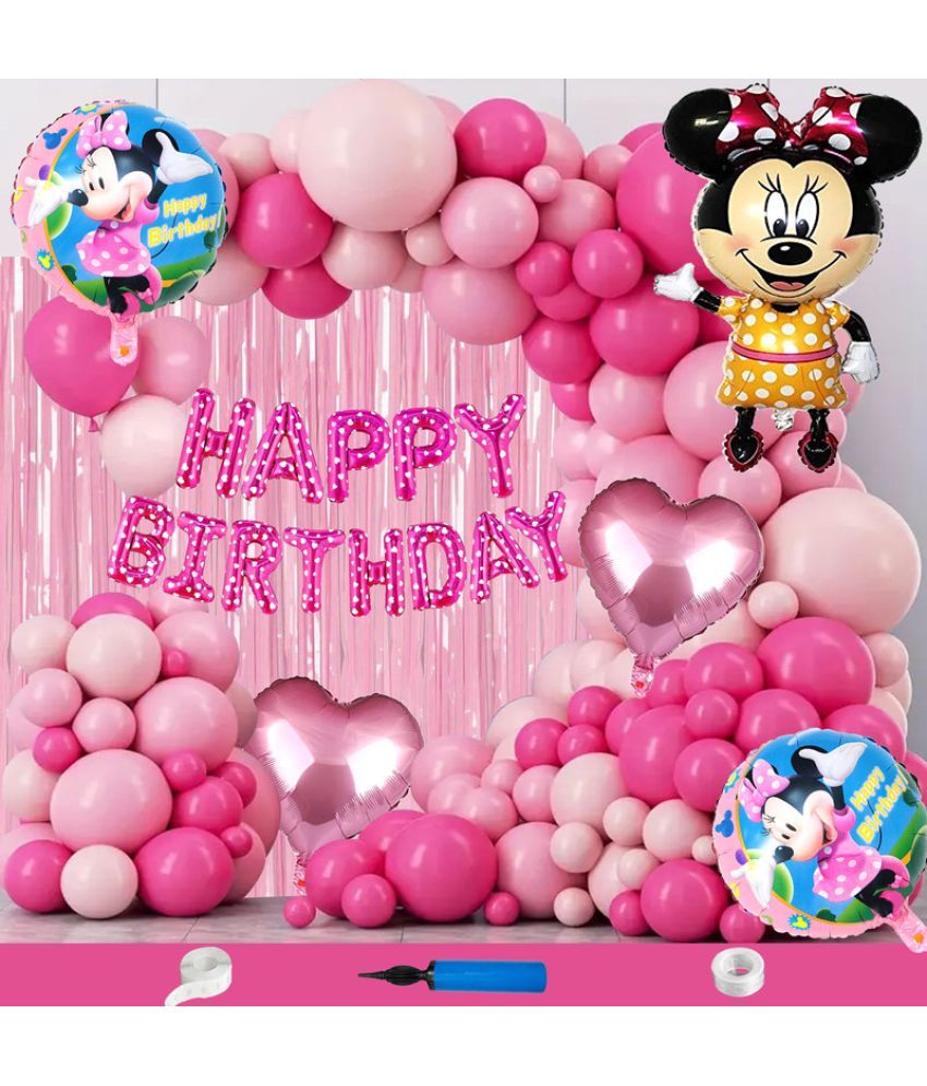     			CRAZYKART Minnie Mouse Theme  Birthday Decoration Items For Girls Party Decoration Kit Balloon Combo Pack Of 111 Pcs Pink