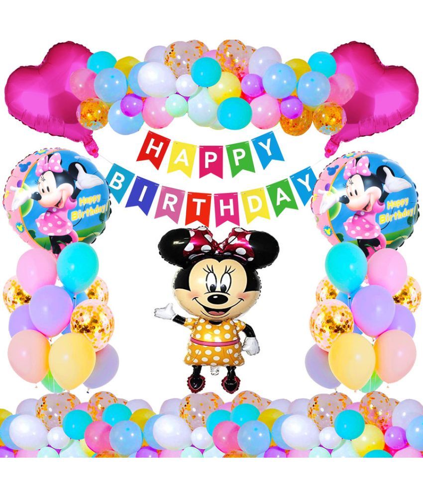     			CRAZYKART Minnie Mouse Theme  Birthday Decoration Items For Girls Party Decoration Kit Balloon Combo Pack Of 36 Pcs Yellow