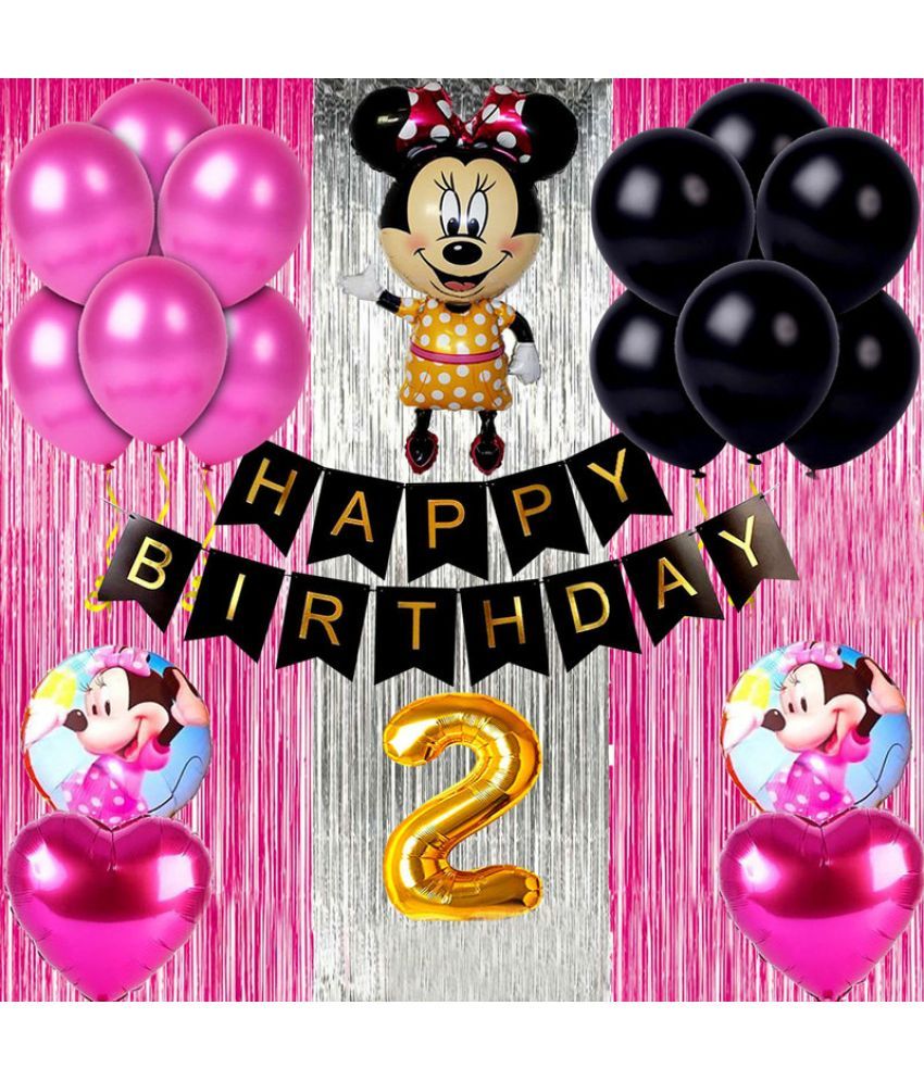     			CRAZYKART Minnie Mouse Theme Second 2nd Birthday Decoration Items For Girls Party Decoration Kit Balloon Combo Pack Of 40 Pcs Pink