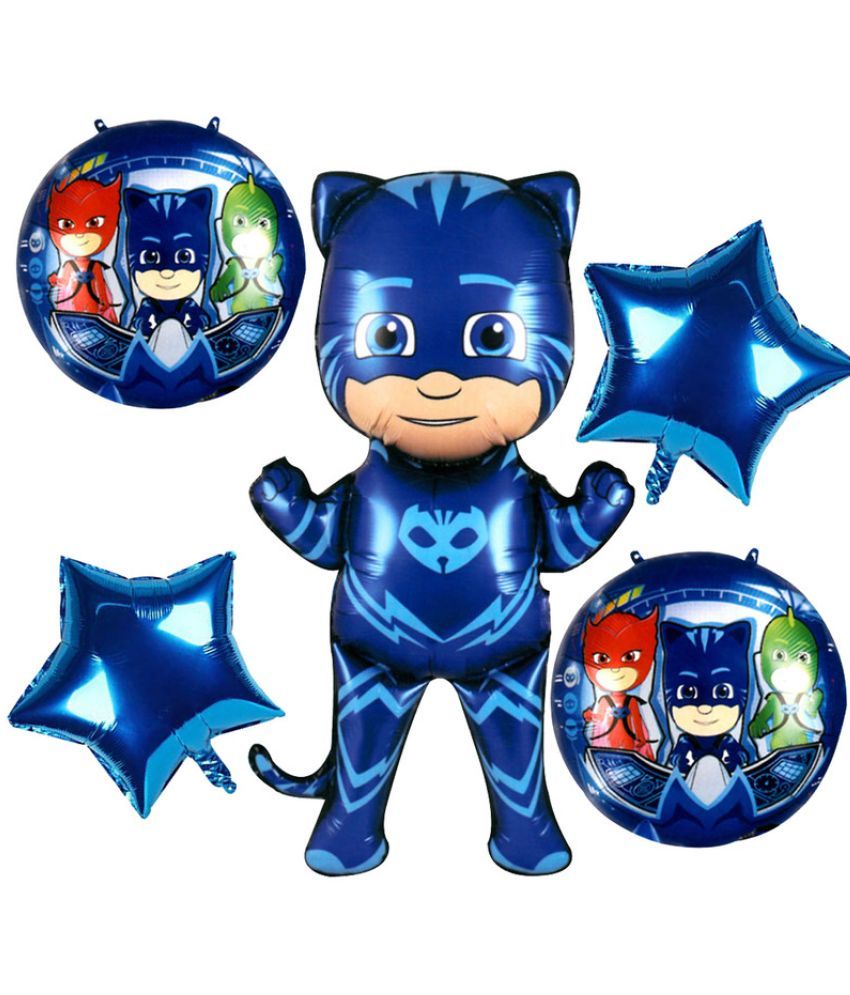     			CRAZYKART PJ Mask Theme Foil Balloon Set For Boys Birthday Party Decoration Items Pack Of 5 Pcs Blue