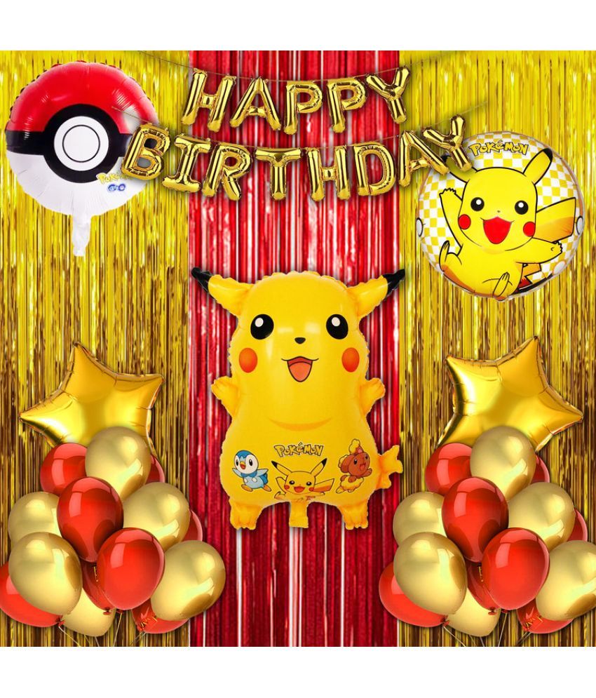     			CRAZYKART Pikachu Pokemon Theme  Birthday Decoration Items For Boys Party Decoration Kit Balloon Combo Pack Of 39 Pcs Yellow