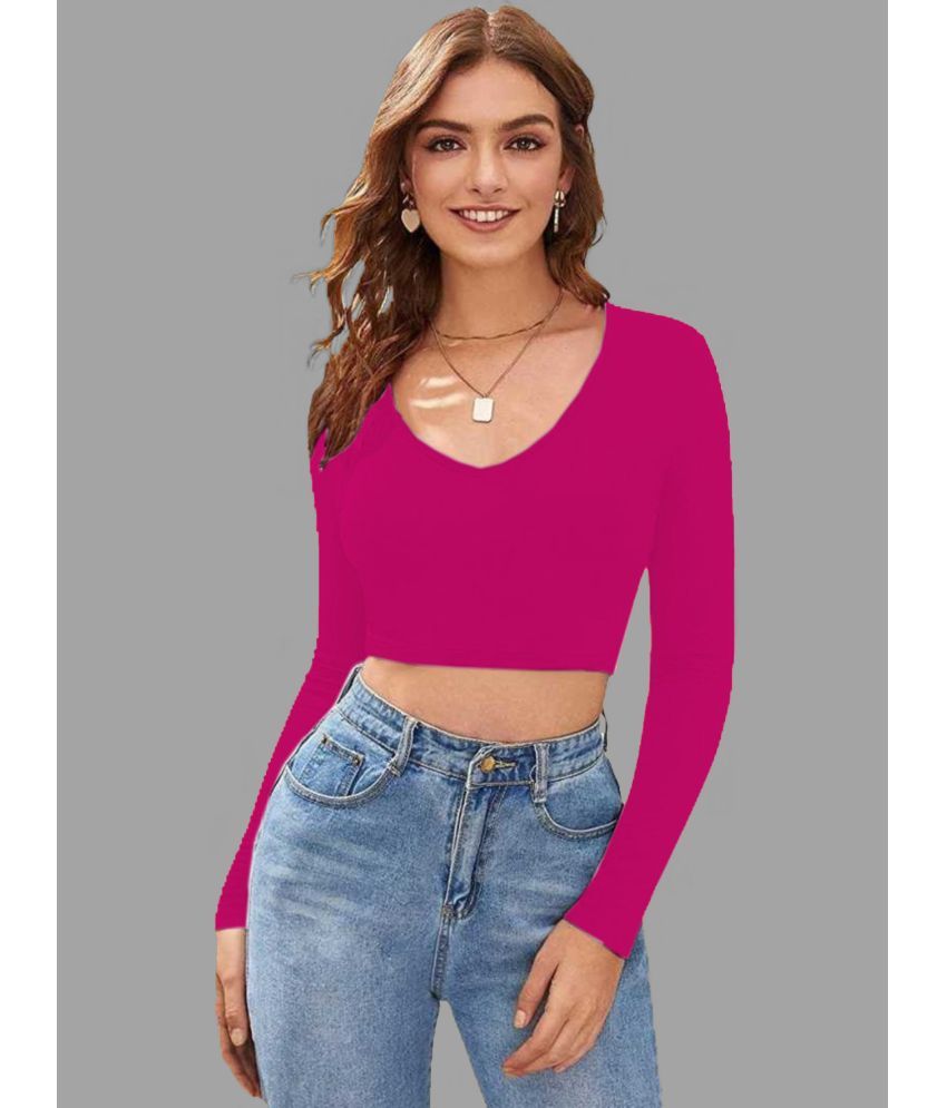     			Dream Beauty Fashion Pink Polyester Women's Crop Top ( Pack of 1 )