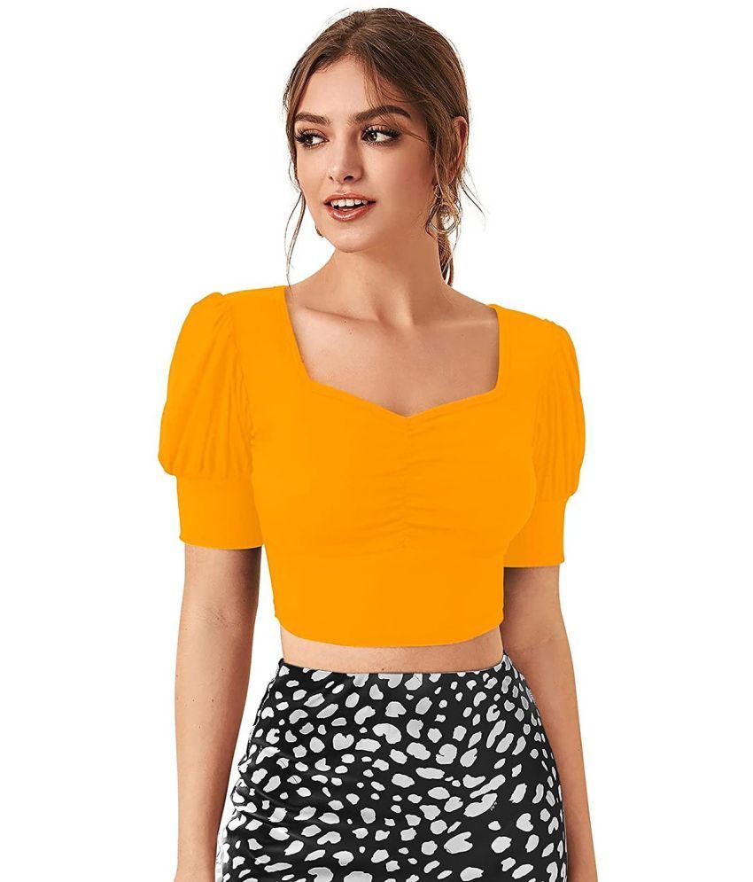     			Istyle Can Yellow Polyester Women's Crop Top ( Pack of 1 )