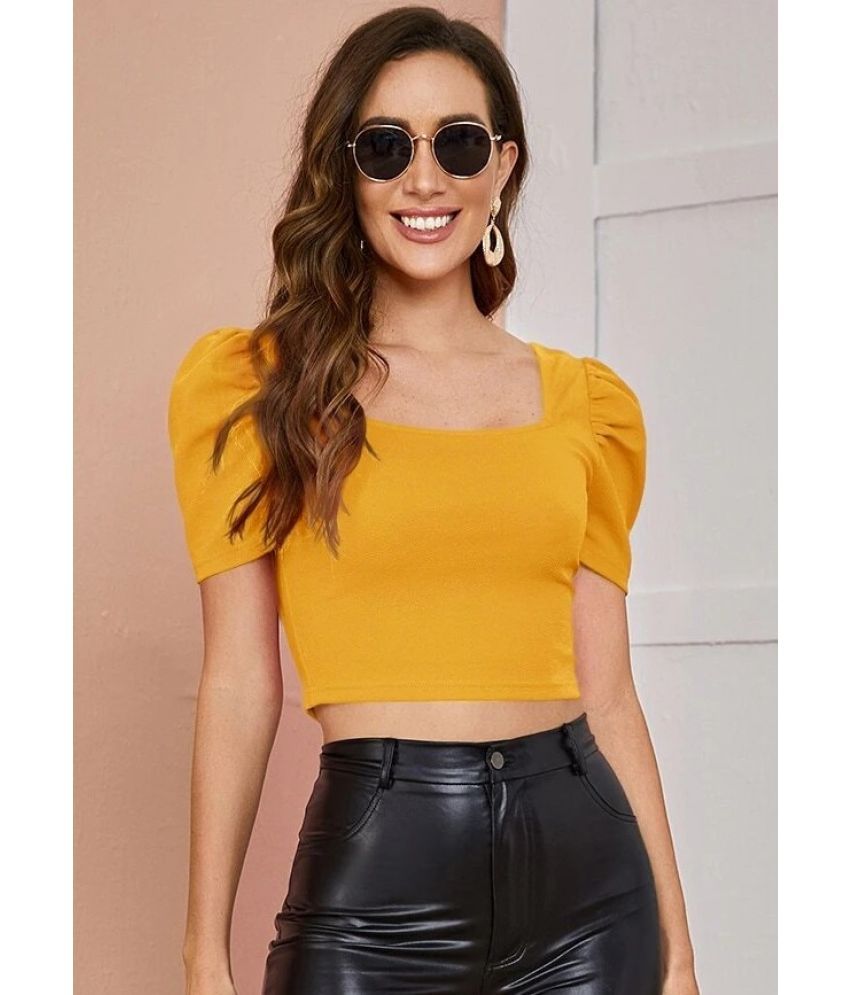     			Istyle Can Yellow Polyester Women's Crop Top ( Pack of 1 )