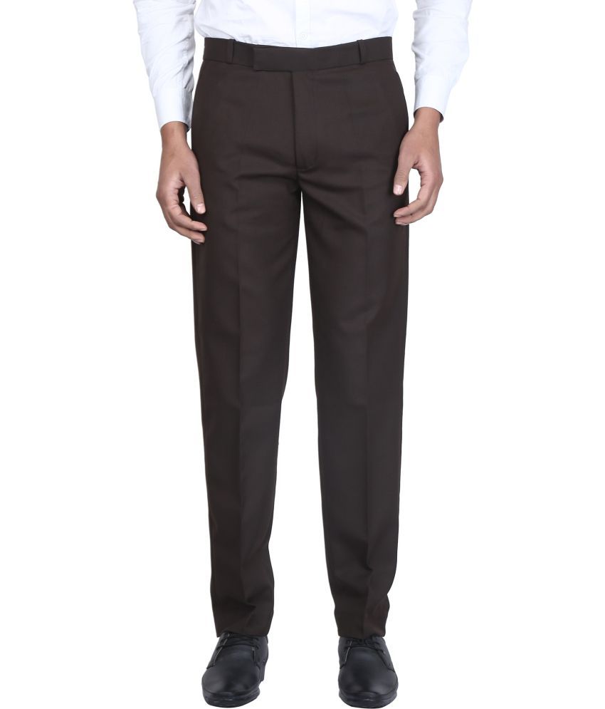     			KS Fashion Regular Flat Men's Formal Trouser - Brown ( Pack of 1 )