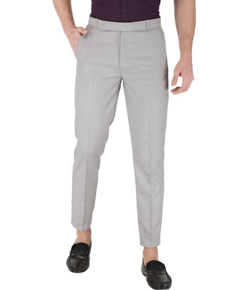     			KS Fashion Regular Flat Men's Formal Trouser - Grey ( Pack of 1 )