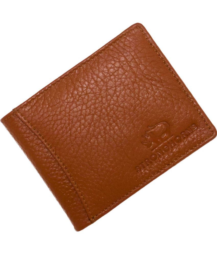     			STRONG HORNS 100% Leather Engraved Men's Regular Wallet With 9 Slots For Card ( Tan , Pack of 1 )