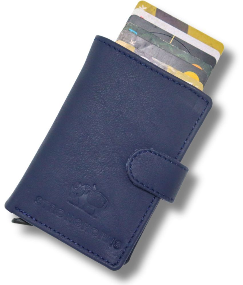     			STRONG HORNS 100% Leather Solid Men's Regular Wallet With 10 Slots For Card ( Blue , Pack of 1 )