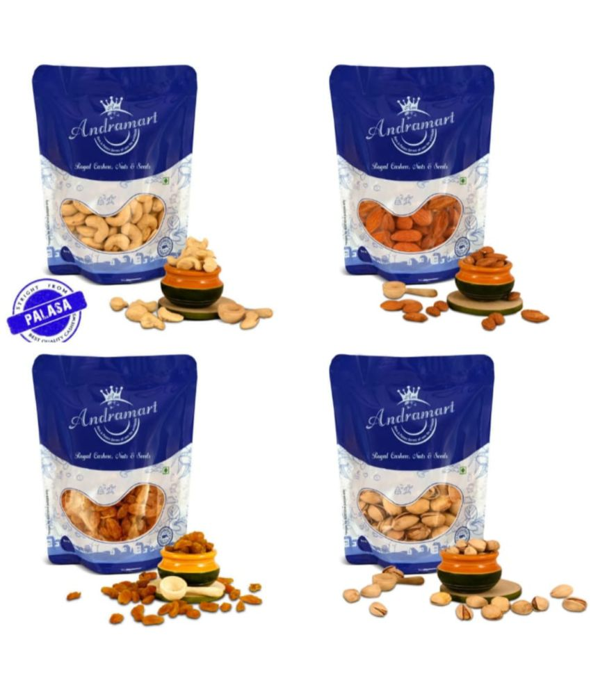     			ANDRA MART Cashew nut (Kaju) , Almond, Raison & Pistachio of 400 gms Pack of 4