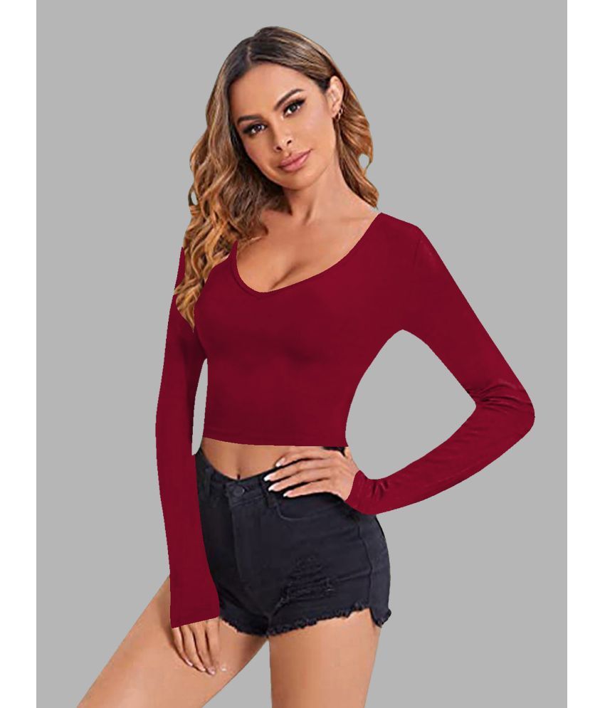     			Dream Beauty Fashion Maroon Polyester Women's Crop Top ( Pack of 1 )