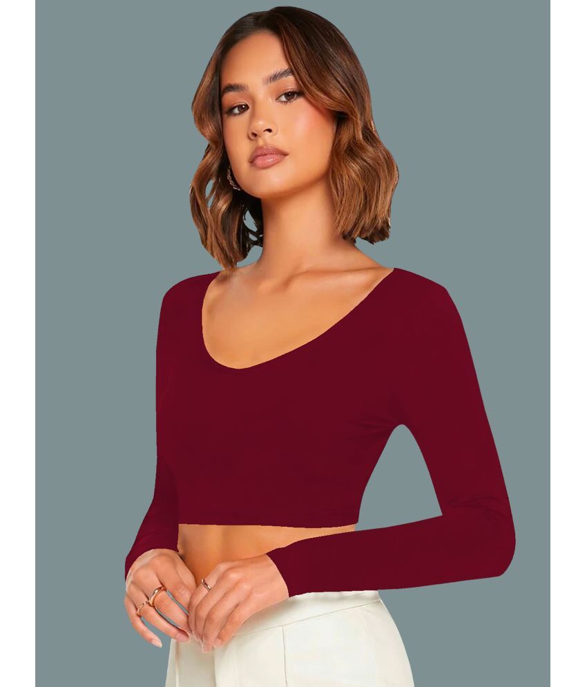     			Dream Beauty Fashion Maroon Polyester Women's Crop Top ( Pack of 1 )