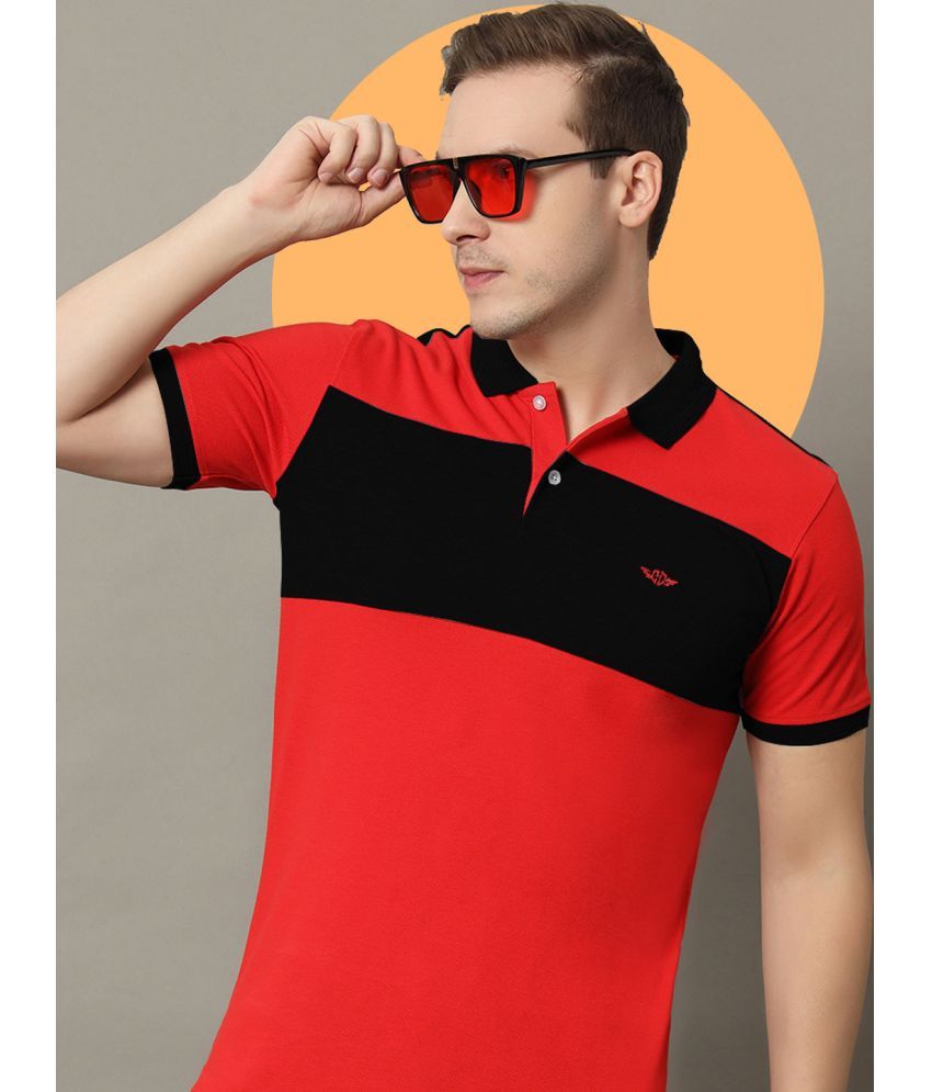     			GET GOLF Pack of 1 Cotton Blend Regular Fit Colorblock Half Sleeves Men's Polo T Shirt ( Red )