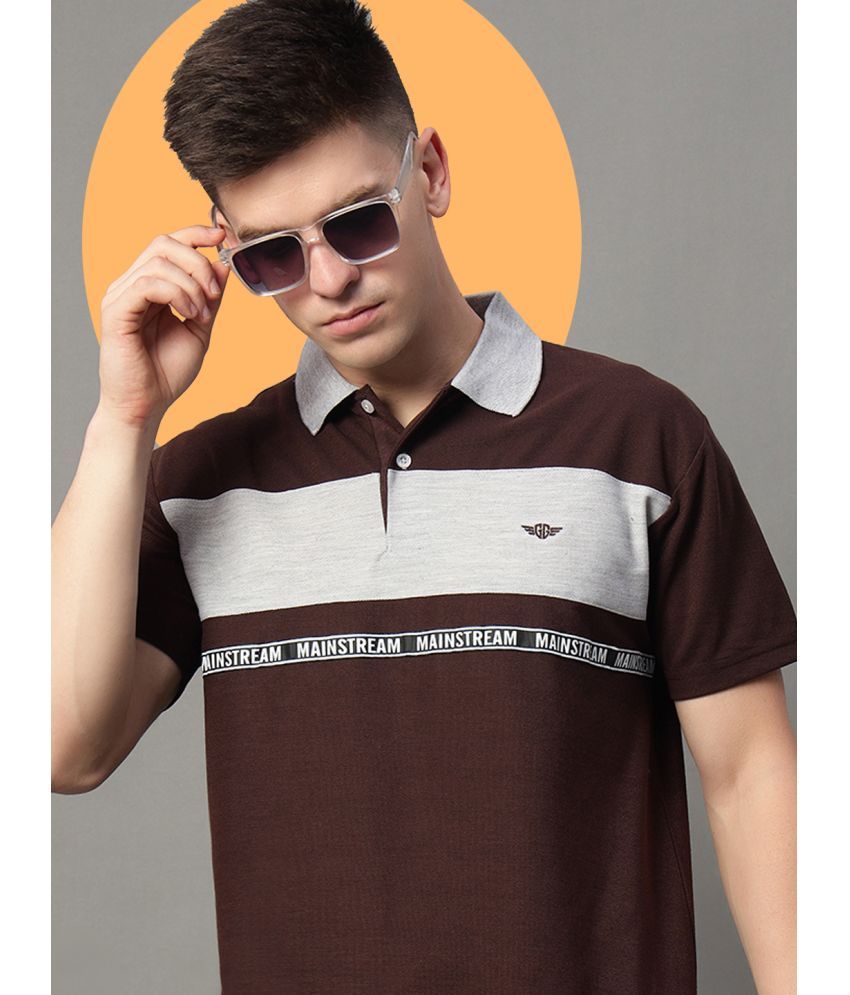     			GET GOLF Pack of 1 Cotton Blend Regular Fit Colorblock Half Sleeves Men's Polo T Shirt ( Brown )