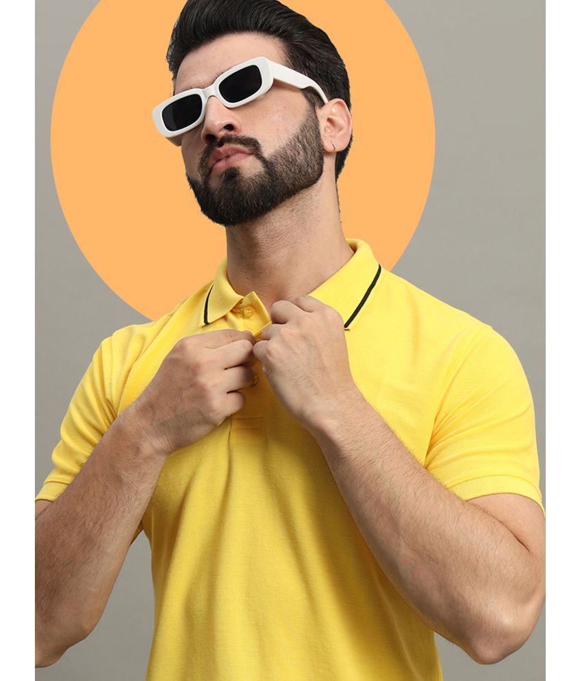     			GET GOLF Pack of 1 Cotton Blend Regular Fit Solid Half Sleeves Men's Polo T Shirt ( Yellow )