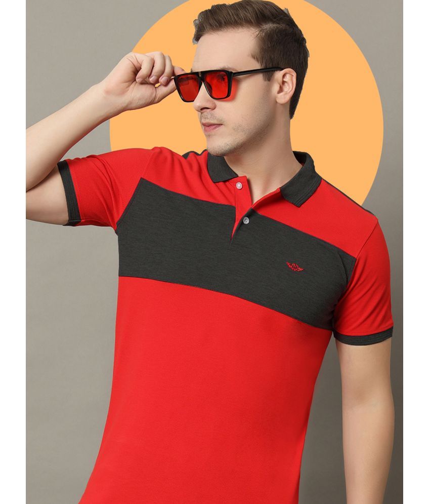     			GET GOLF Pack of 1 Cotton Blend Regular Fit Colorblock Half Sleeves Men's Polo T Shirt ( Red )