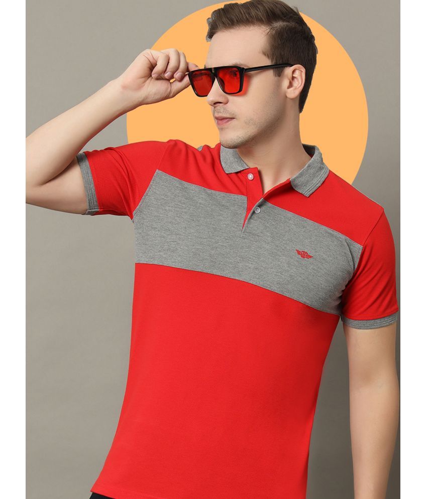     			GET GOLF Pack of 1 Cotton Blend Regular Fit Colorblock Half Sleeves Men's Polo T Shirt ( Red )