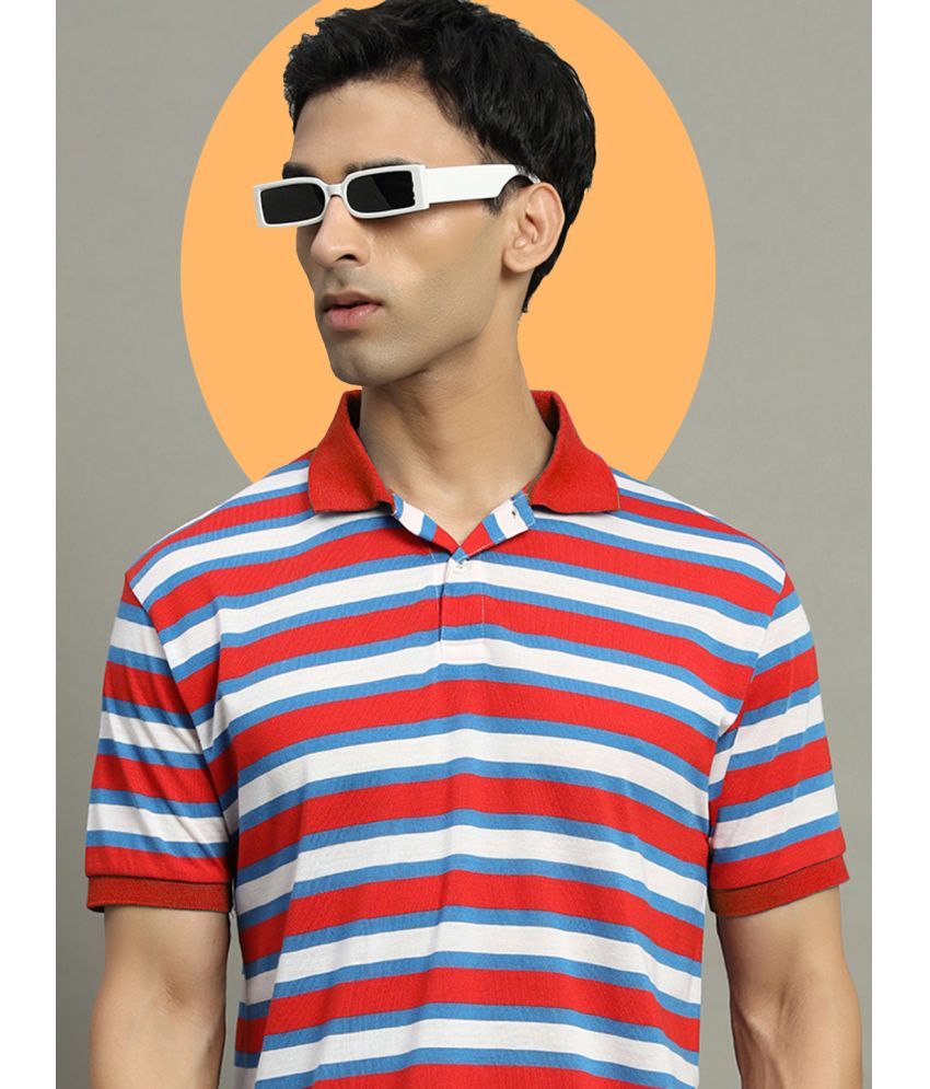     			GET GOLF Pack of 1 Cotton Blend Regular Fit Striped Half Sleeves Men's Polo T Shirt ( Red )