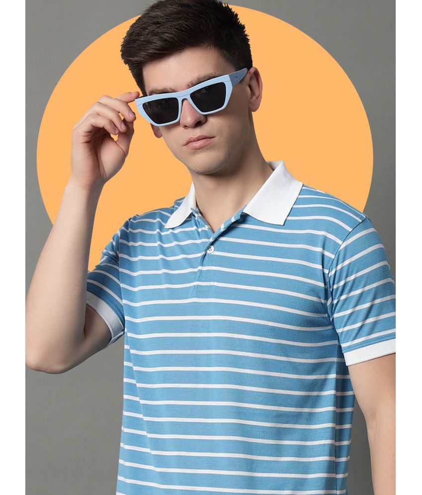     			GET GOLF Pack of 1 Cotton Blend Regular Fit Striped Half Sleeves Men's Polo T Shirt ( Light Blue )